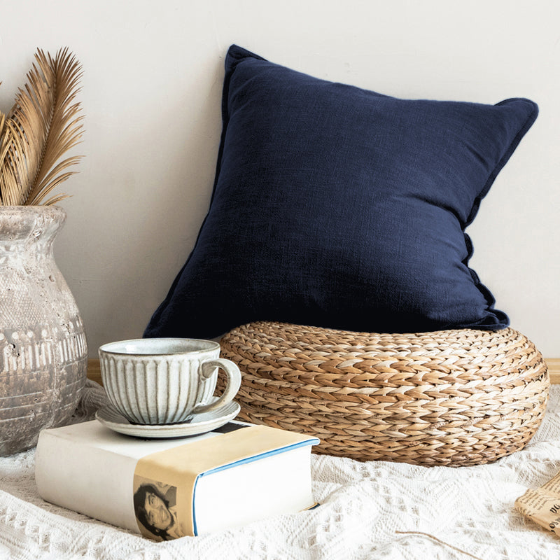 Ruzene-01 Cushion Cotton/Linen Navy Blue