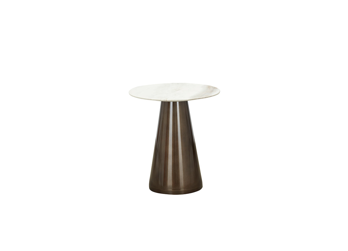 Cone End Table - White Marble
