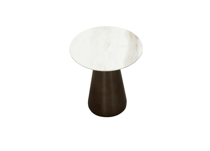 Cone End Table - White Marble