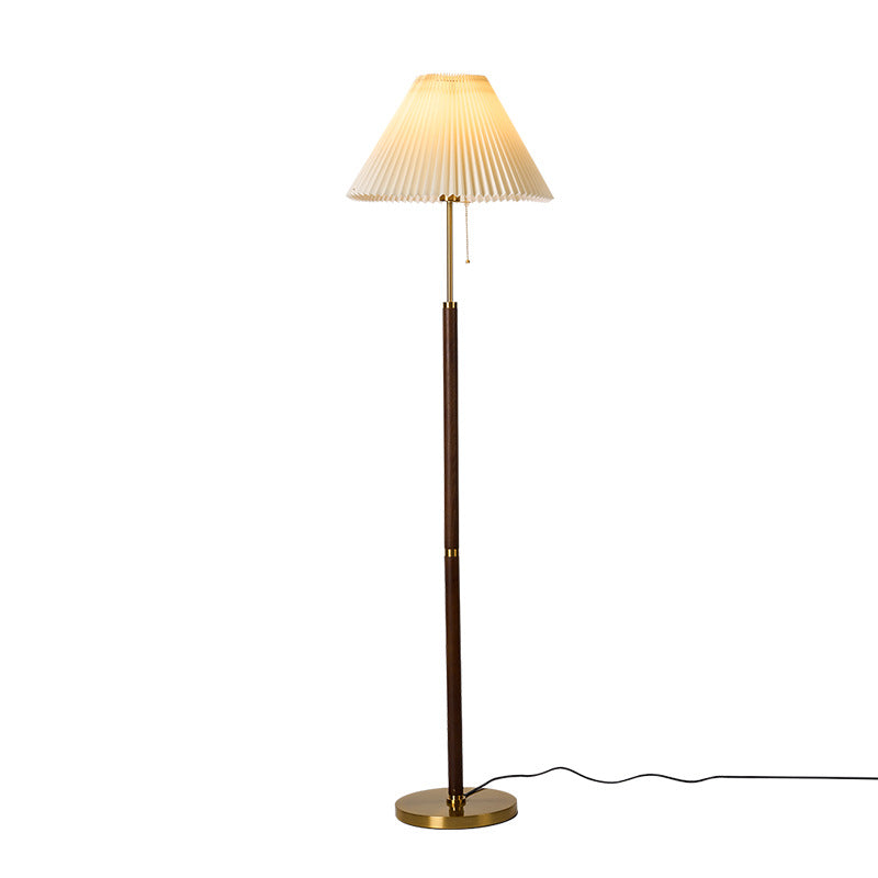 Floor Lamp Gold Iron & Dk Wood Iron Dia42*H150Cm