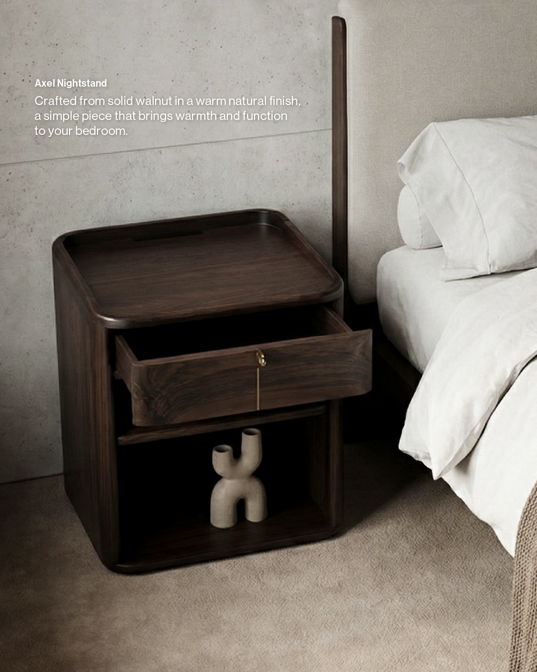 Axel 1-Drawer Nightstand - Walnut