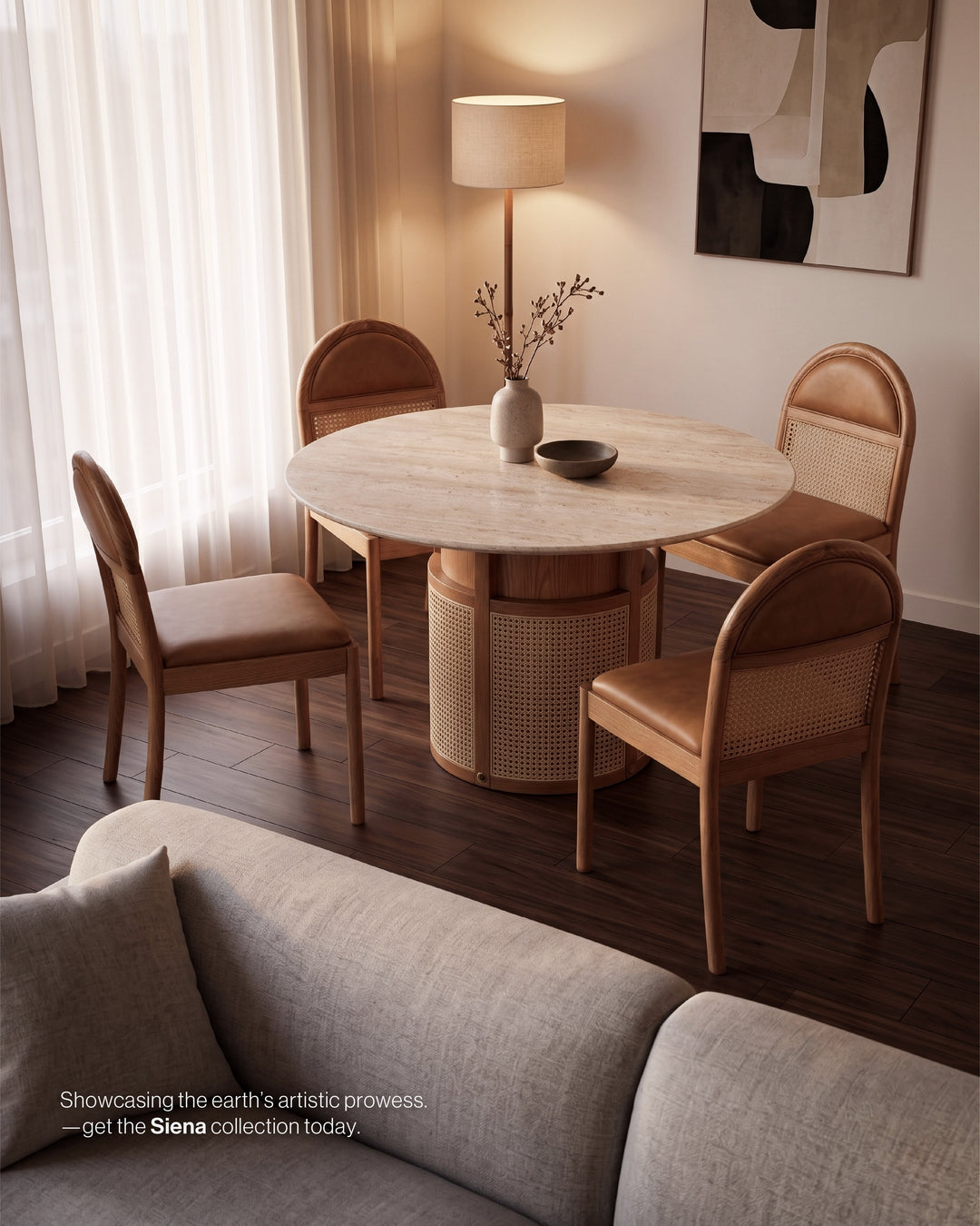 Siena Travertine-Top Dining Table