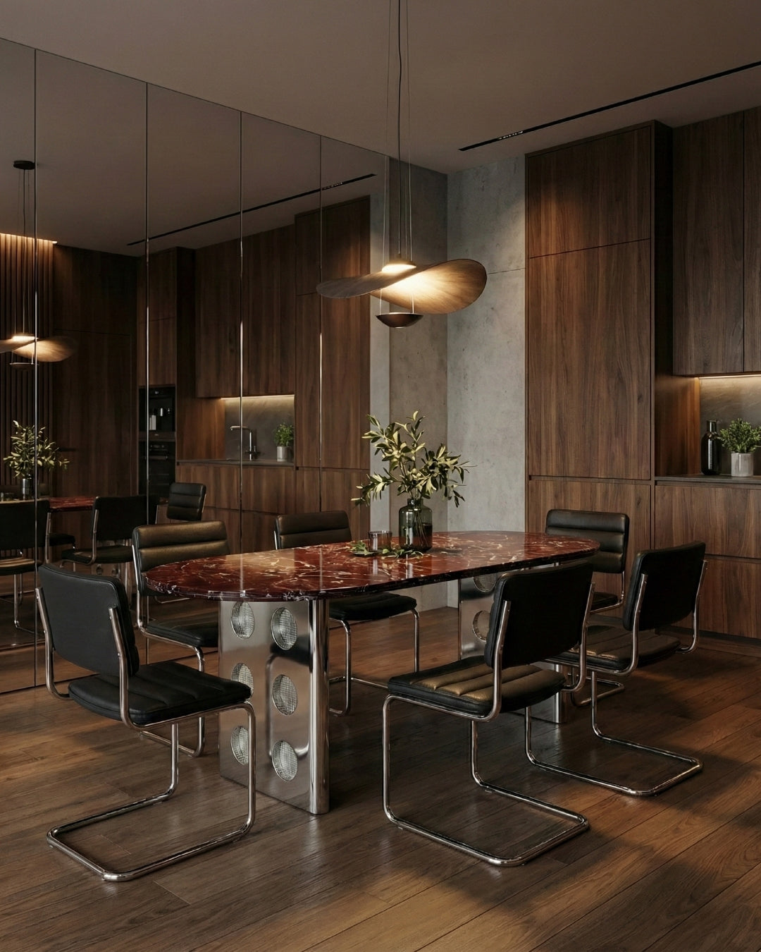 Stealth Grid Marble-Top Dining Table - Boat