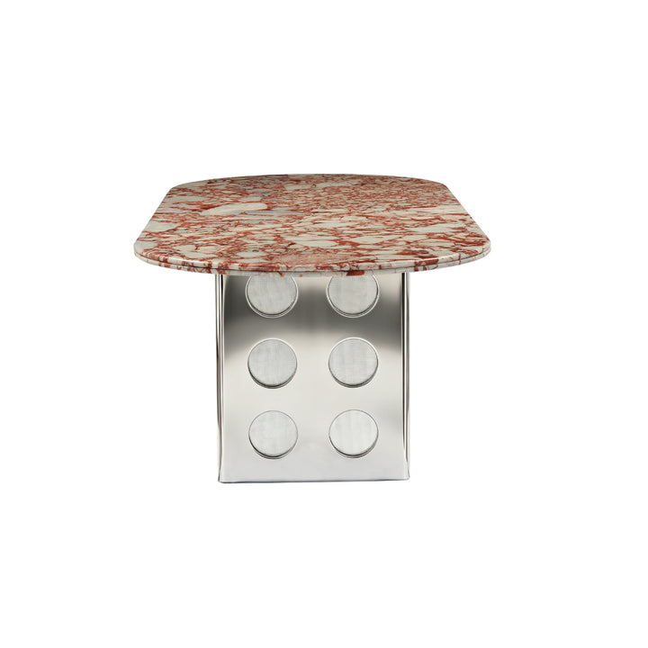 Stealth Grid Marble-Top Dining Table - Double Dome