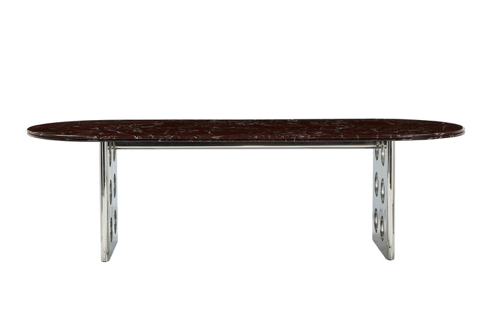 Stealth Grid Marble-Top Dining Table - Boat