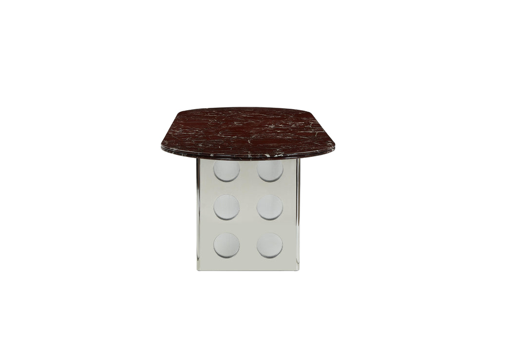 Stealth Grid Marble-Top Dining Table - Boat